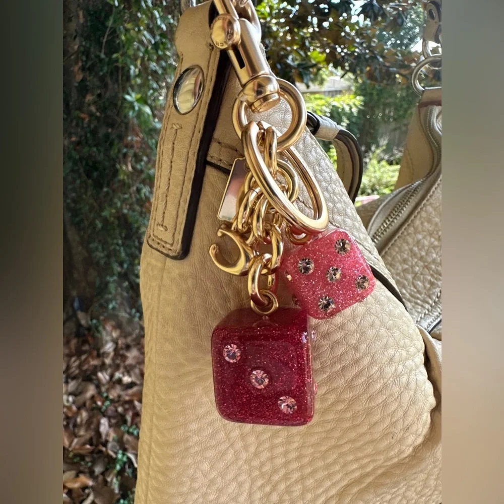 Coach red dice cluster  charm / key fob Gold ,pink and Red . NWOT - Picture 11 of 11